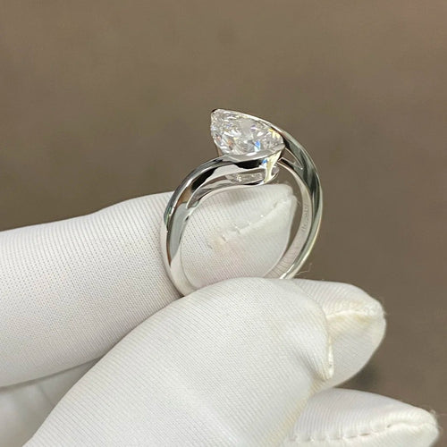 Pear Cut Diamond Twist Ring | Minimalist Engagement Ring | NovaVow Rings